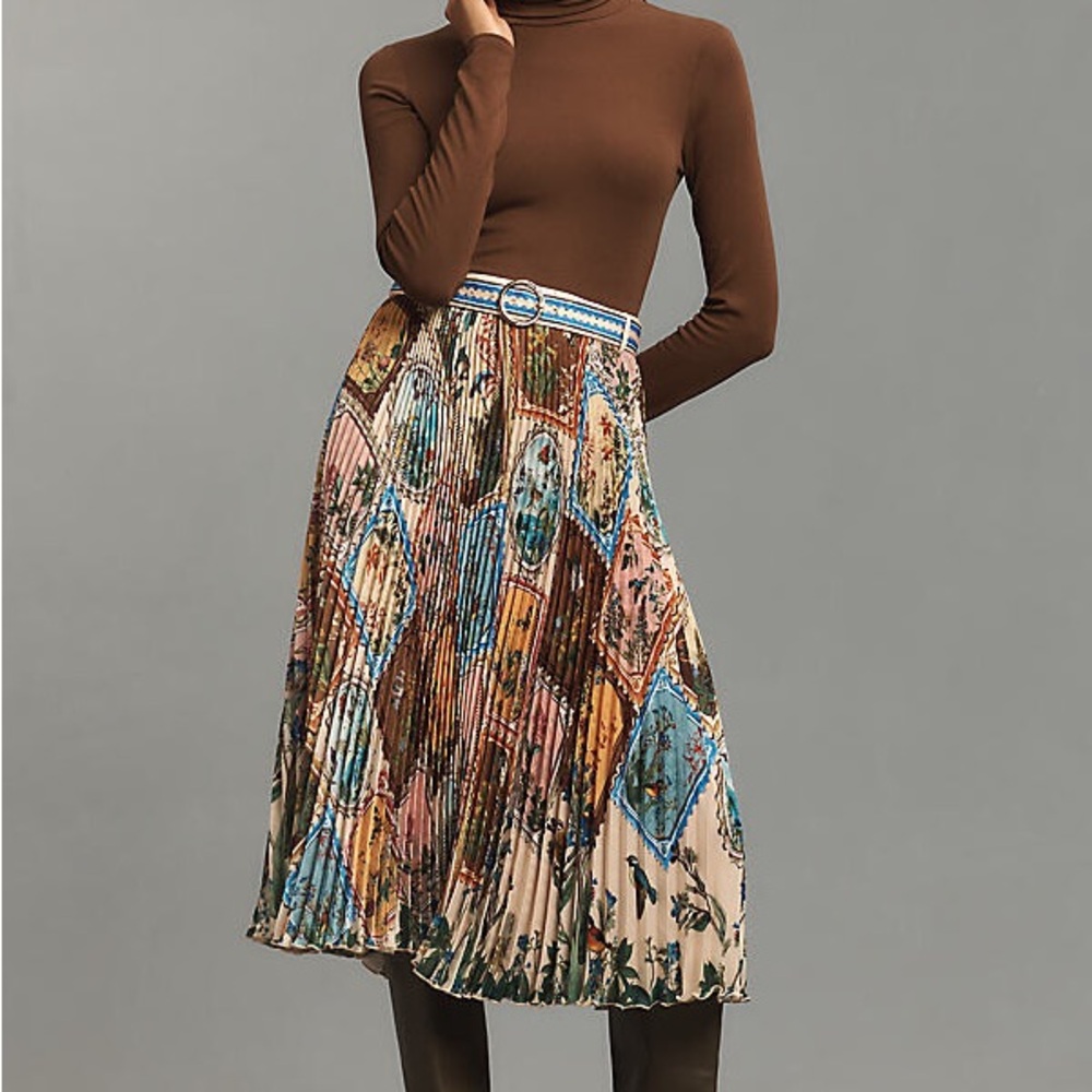 Ranna Gill Aria Pleated Midi Skirt from Anthropologie